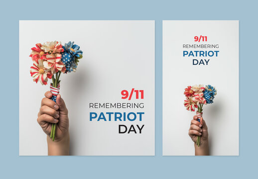 Patriot Day Social Media Layouts With Square and Vertical Option, Generative ai