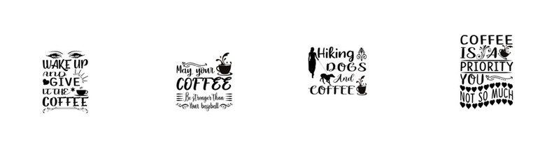 Minimal Coffee Quotes, Phrases Bundle Vector Illustration for Book Cover, Wrapping Paper, Postcard