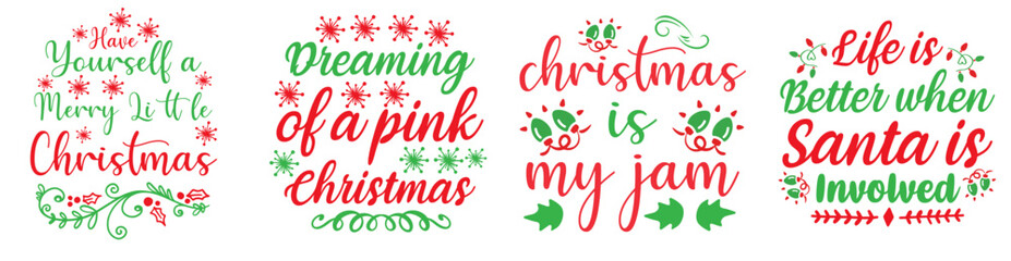 Decorative Christmas Quotes, Typography Collection Vector Illustration for Infographic, Vouchers, Book Cover