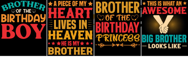 Simple Brother Invitation, Typographic Emblems Pack Vector Illustration for Motion Graphics, Packaging, Label