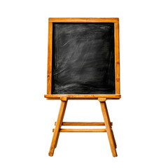 Rustic wooden framed blank chalkboard on an easel stand, perfect for education, restaurant menus, or creative announcements.