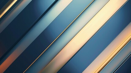 Obraz premium An abstract image showcasing a series of diagonal lines in shades of gold and blue with a reflective metallic texture