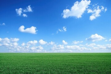 Obraz premium Vast Green Field under a Clear Blue Sky