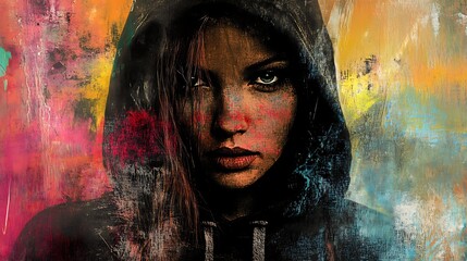 Intense Gaze - A Digital Painting of a Woman