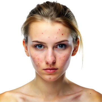 Close up woman with acne posing