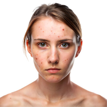 Close up woman with acne posing