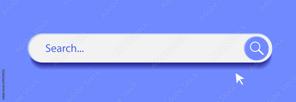 Wall mural search bar internet browser engine 3d style on blue background for ui design, website interface elem