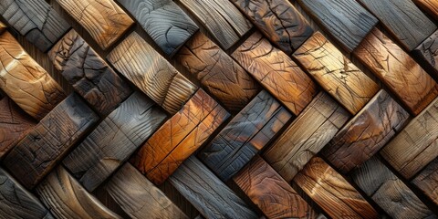 Abstract Wood Mosaic Pattern