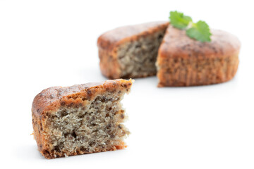 Delicious chia seeds mini pie isolated on white