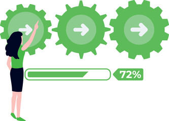 The girl is updating the system.