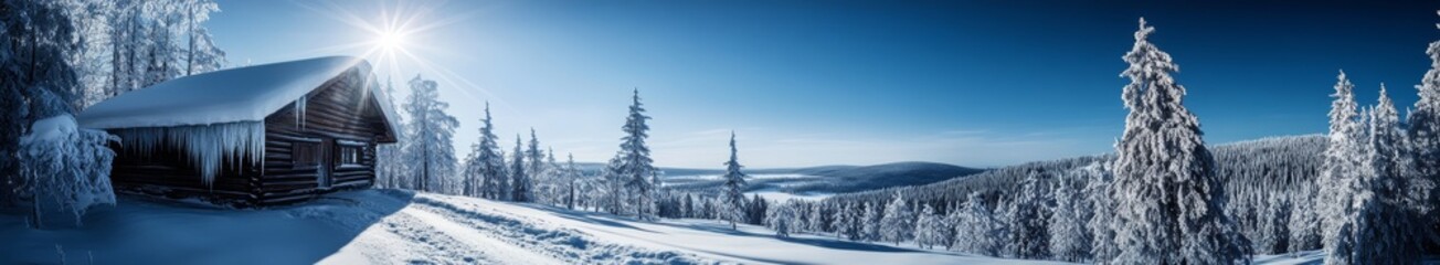 The Winter Wonderland Enchantment: Anime-Style Snowy Forest and Vivid Blue Skies in 8K Resolution for Seasonal Marketing Magic, Anime-style, illustration, picture books for posters, novels, and