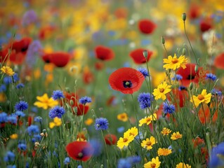 Obraz premium Vibrant Wildflower Meadow in Full Bloom