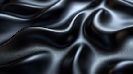 Fototapeta premium Close-up of Black Leather with Wavy Texture