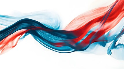 Fototapeta premium Abstract red and blue brush strokes on a white background, with a sense of smoke and fluidity