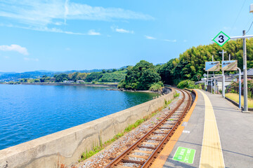 Obraz premium 夏の千綿駅 長崎県東彼杵郡 Chiwata station in summerChiwata station in summer. Nagasaki Pref, Sonogi-gun.