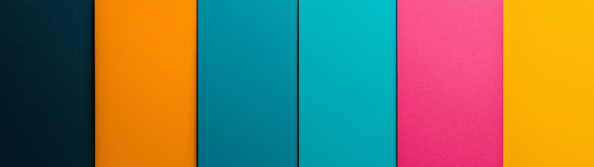 Colorful vertical panels create vibrant and cheerful atmosphere, showcasing range of hues including teal, orange, pink, and yellow.