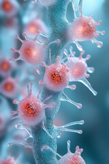 Obraz premium A diagram of insulin receptors, isolated on a pastel mint background, representing the biological aspect of insulin resistance,