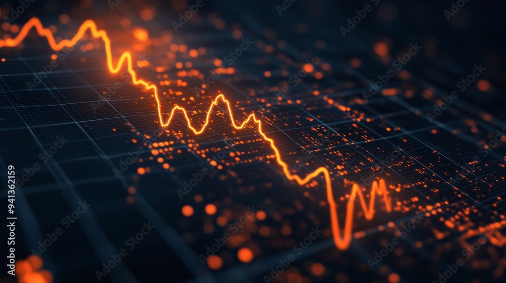 Poster a dynamic, glowing ecg line on a black background, with digital numbers indicating a heartbeat rate 