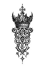 Fototapeta premium Crown and Scroll very simple traditional tattoo flash styles illustration