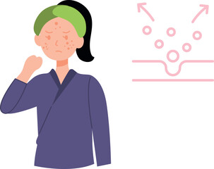 The girl has acne on her face.