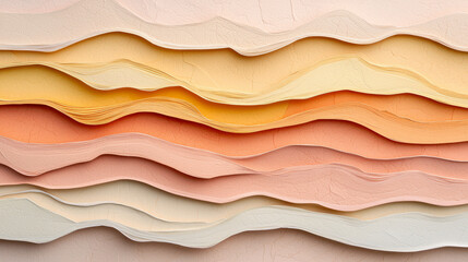 Fototapeta premium Textured layers of pastel colored paper create soothing visual effect, evoking sense of calm and creativity.