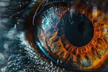 A close-up shot of an eye with water droplets on the surface, great for representing tearfulness or emotional moments