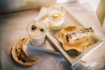 White Sage and Candles with Smudge Kit Decoration