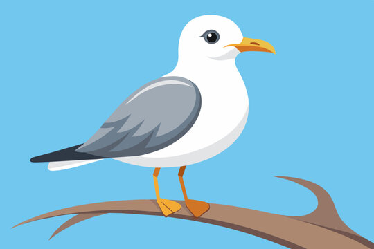 recommend clip art: Cute bird of gull bird on the branch vector art illustration