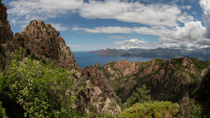 Calanques de Piana view. A view of the Calanques de Piana, over looking the Golfe de Porto out towards the mediterranean.