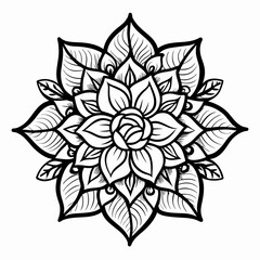 mandala design, clean line art, white background