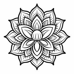 mandala design, clean line art, white background