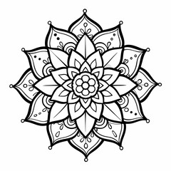 mandala design, clean line art, white background