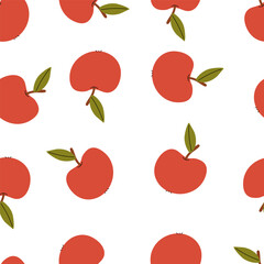 Seamless apple pattern. Fresh green fruits, endless background, texture design for fabric, wallpaper and wrapping.