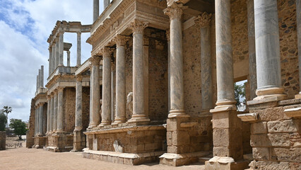 Fototapeta premium The Teatro Romano in Merida, Spain. Constructed around 15 BC and still in use today for concerts, plays and Ballets.