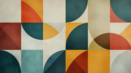 Retro colorful background with geometric shapes, Soft and vibrant colors, Detailed and nostalgic, Elegant and classic design, Vintage appeal 
