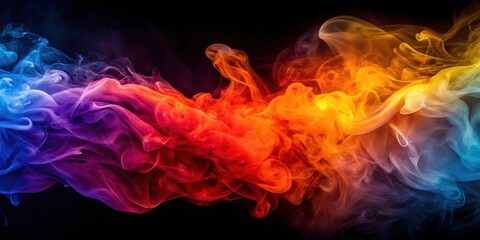Fototapeta premium Abstract background of colorful smoke in red, orange, yellow, blue, and purple hues, smoke, abstract, background, color, colorful