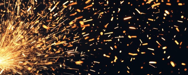Bright sparks illuminate the darkness, creating a dynamic contrast of light and motion, perfect for creative projects.