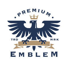 Elegant eagle emblem featuring a regal crown, symbolizing power and prestige. Perfect for royalty, branding, and luxury designs.