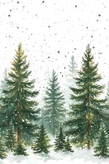 Obraz premium Watercolor Illustration of a Snowy Forest