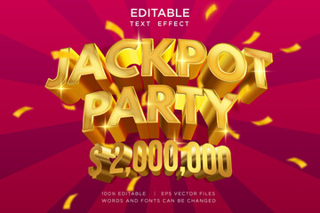 jackpot party EDITABLE TEXT EFFECT, 3D TYPOGRAPHY FONT MOCKUP