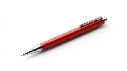 Elegant Red Pen Isolated on White Generative AI
