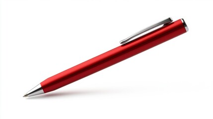 Red Ballpoint Pen Isolated on White Background Generative AI