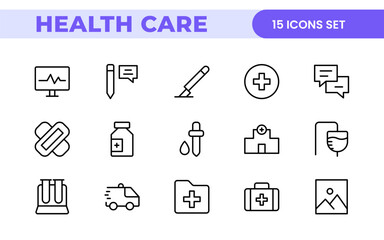Healthcare, Medical and Medicine related line icon set. modern icon illustration collection.