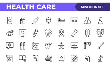 Healthcare, Medical and Medicine related line icon set. modern icon illustration collection.
