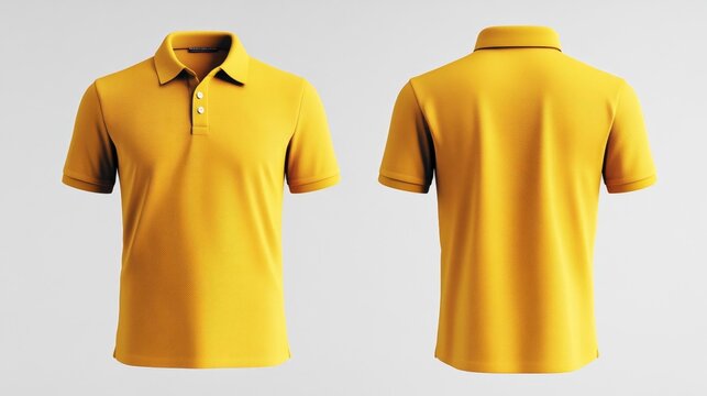 Yellow Polo Shirt Mockup Front and Back Generative AI
