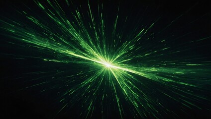 A burst of green light creating a stunning abstract effect against a dark background