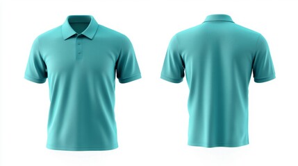 Aqua Polo Shirt Front and Back View - Generative AI