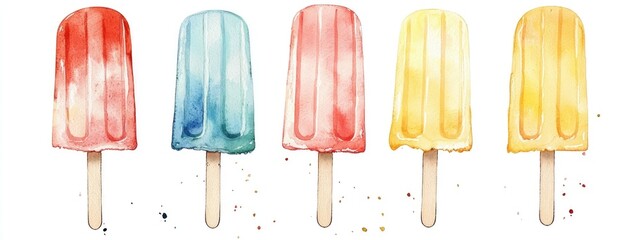 Watercolor illustration of a glazed popsicle on a wooden stick