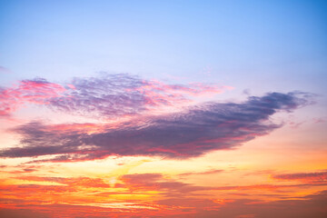 Beautiful , luxury soft gradient orange gold clouds and sunlight on the blue sky perfect for the background, take in everning,Twilight, Large size, high definition landscape photo