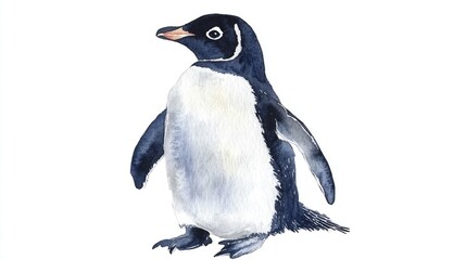 Fototapeta premium Watercolor illustration of a penguin on a white background